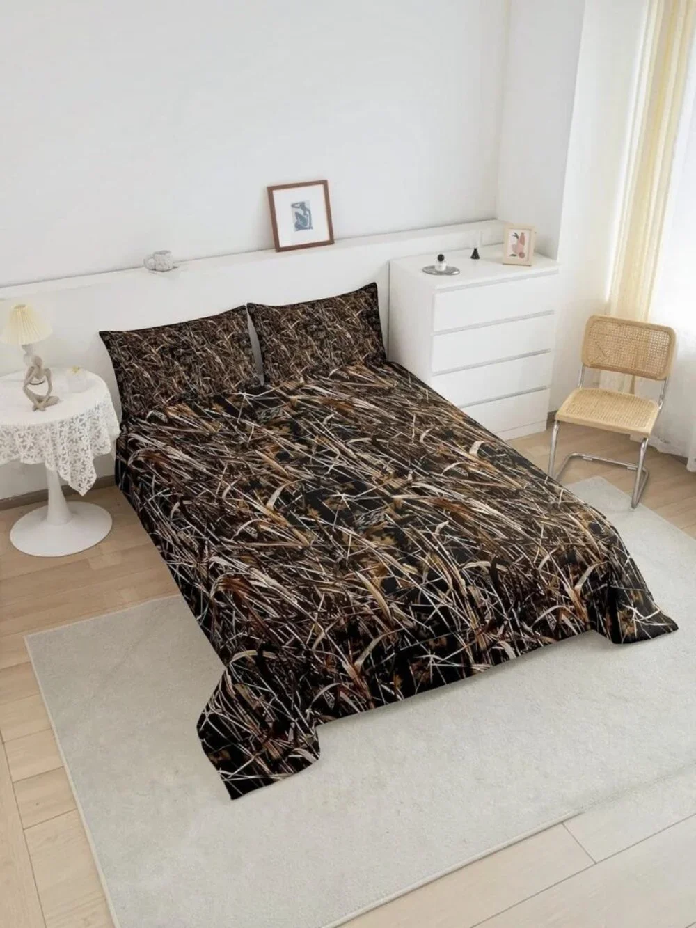 Camouflage Bedding Set King Size Comforter Set Marsh Duck Grass Camo